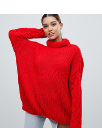 PrettyLittleThing Cable Sleeve Knitted Jumper In Red