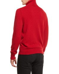Tom Ford Classic Flat Knit Cashmere Turtleneck Sweater Ferrari Red