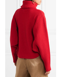 Antonio Berardi Cutout Ribbed Wool And Cashmere Blend Turtleneck Sweater