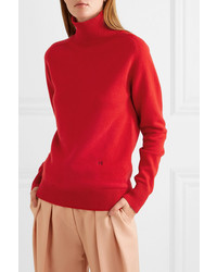 Victoria Beckham Embroidered Cashmere Blend Turtleneck Sweater