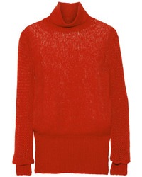 Stella McCartney Open Knit Alpaca Blend Turtleneck Sweater