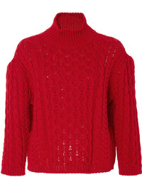 Simone Rocha Red Wool Chunky Knit Turtleneck