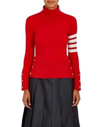 Thom Browne Striped Sleeve Cashmere Turtleneck Sweater