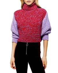 Topshop Three Color Roll Neck Sweater