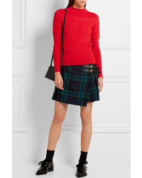 Carven Pointelle Knit Wool Blend Sweater Red