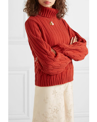 Johanna Ortiz Cuentos Del Caribe Cable Knit Cashmere Turtleneck Sweater