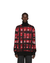 Alexander McQueen Red And White Mohair Turtleneck