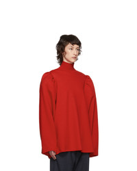 Balenciaga Red Wool Puffed Sleeves Turtleneck
