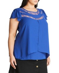 City Chic Lace Inset Cap Sleeve Top
