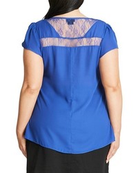 City Chic Lace Inset Cap Sleeve Top
