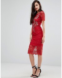Body Frock Bodyfrock Lace Bodycon Dress With Floral Applique