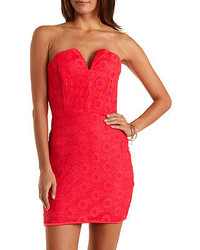 Charlotte Russe Notched Strapless Lace Dress