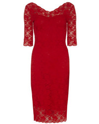 Dorothy Perkins Jolie Moi Red V Neck Lace Bodycon Dress