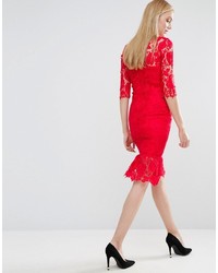 Paper Dolls Tall All Over Lace Dress With Peplum Hem Detail