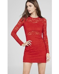 Red Lace Open Back Dress