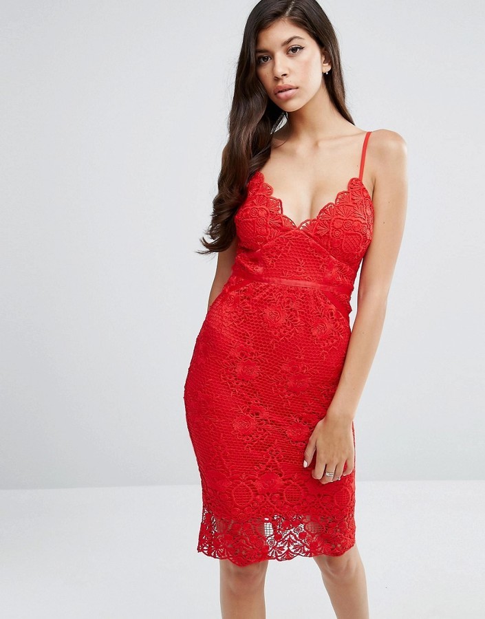 lipsy red lace dress