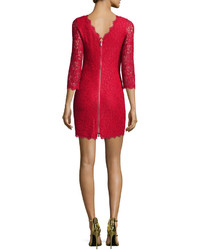 Diane von Furstenberg Zarita Lace Sheath Dress Red