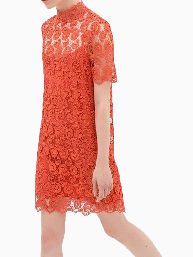 Red Lace Casual Dress: Choies Red Lace Dress With Back Details