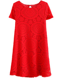Choies Red Lace Through Out Shift Dress