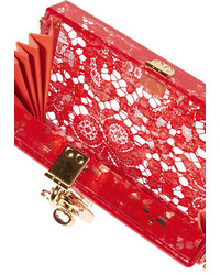 Dolce & Gabbana Lace And Perspex Box Clutch Red