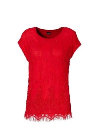 Red Lace Crew-neck T-shirt