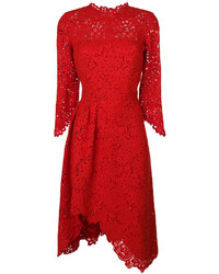 Ermanno Scervino Asymmetric Bell Sleeve Lace Dress