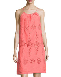Max Studio Lace Inset Sleeveless Dress Spice Coral
