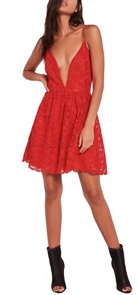 Missguided lace skater dress deals red