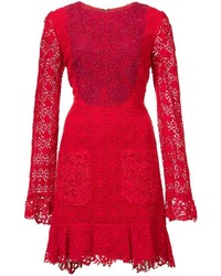 Monique Lhuillier Panelled Lace Dress