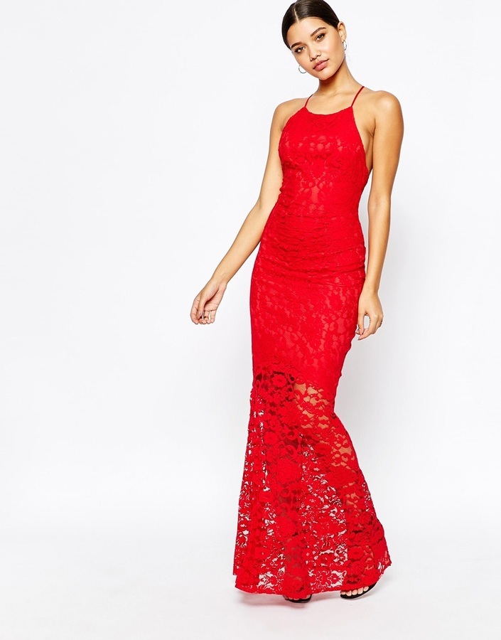 lipsy red lace dress