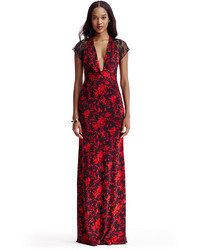Dvf Faustine Silk Jersey And Lace Gown