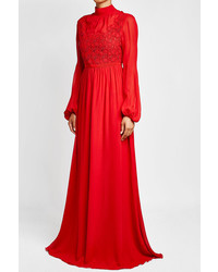 Giambattista Valli Floor Length Silk Georgette Gown With Lace