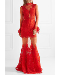 JONATHAN SIMKHAI Guipure Lace Gown Red