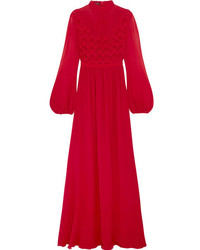 Giambattista Valli Lace And Silk Chiffon Gown Red