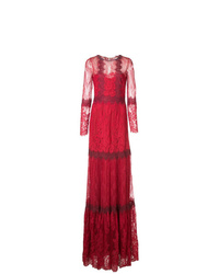 Marchesa Notte Lace Flared Dress