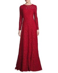 Escada Long Sleeve Lace Gown