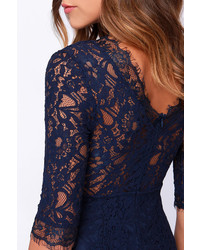 LuLu*s Only One Navy Blue Lace Maxi Dress