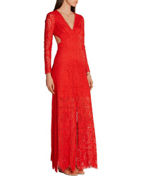Temperley London Nomi Cutout Lace Gown Red