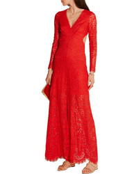 Temperley London Nomi Cutout Lace Gown Red