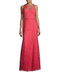 Marchesa Notte Sleeveless Beaded Lace Illusion Gown Sienna
