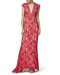 Aidan Mattox Red Lace Gown