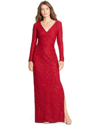 Lauren Ralph Lauren Sequined Lace Surplice Dress