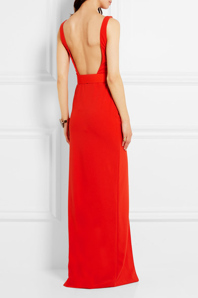 red crepe gown