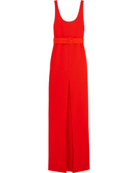 SOLACE London Tara Belted Stretch Crepe Gown Red