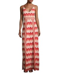 Zac Posen Zac Misty Sleeveless Scalloped Lace Gown Coral