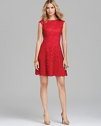 Adrianna Papell Short Lace Fit And Flare Dress