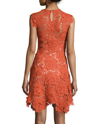 Catherine Deane Cap Sleeve Lace Fit Flare Dress