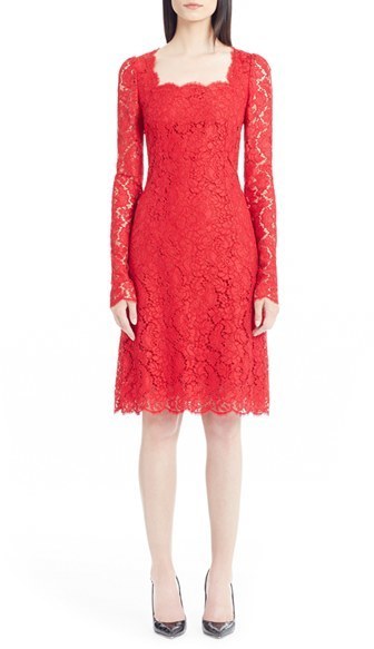 square neck lace dress