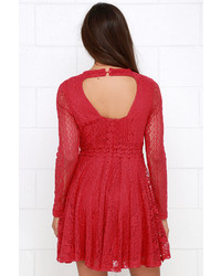 Lace Time Continuum Red Lace Dress