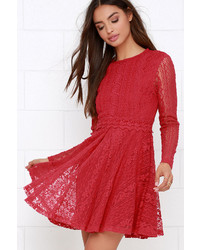 Lace Time Continuum Red Lace Dress